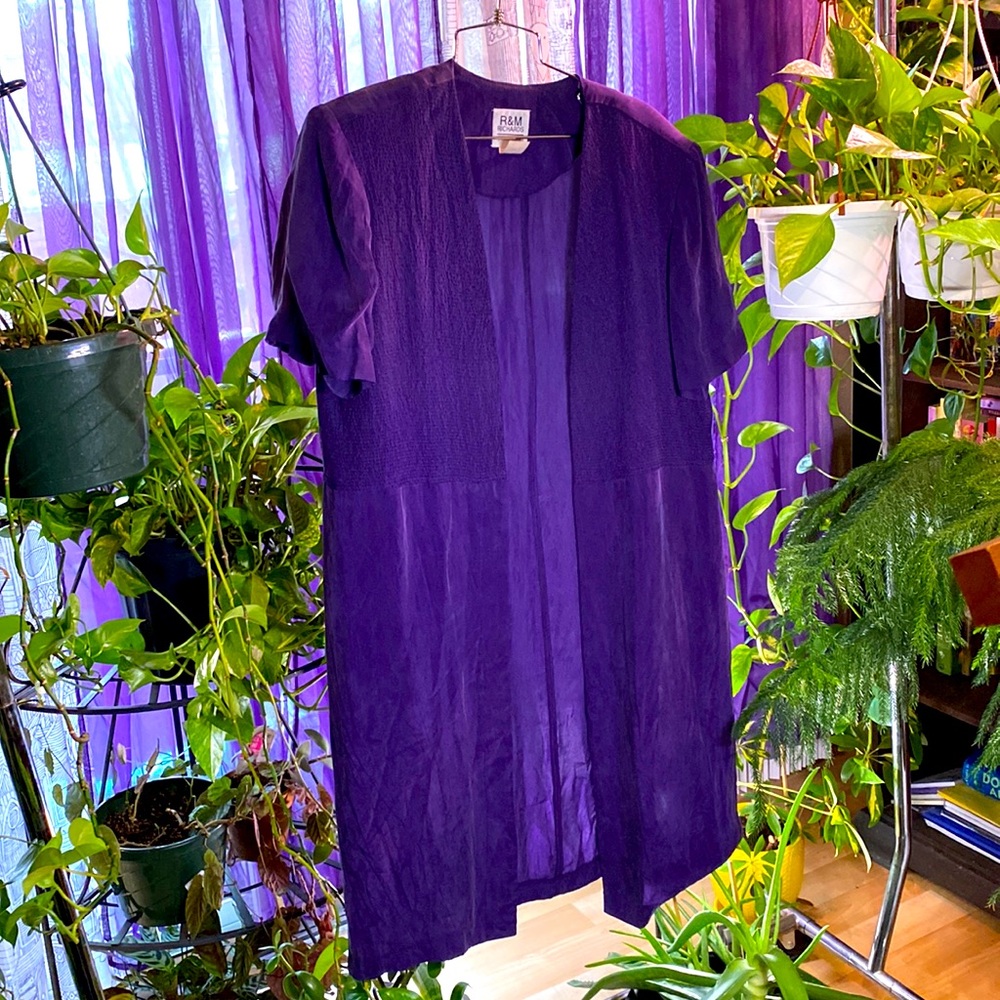 Plum Summer-y night long open cardigan. Size 16.